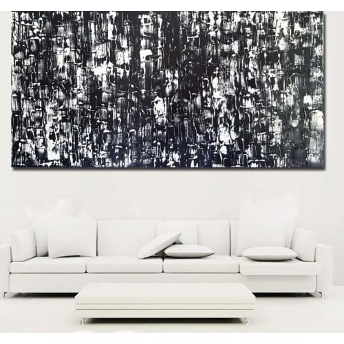 MUTU Art Abstract Canvas Knife Oil Painting Art Black And White Picture Home Decor Print And Poster No Frame For Living Room