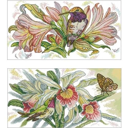 Bird in flower patterns counted 11CT 14CT 18CT Cross Stitch Set DIY Cross-stitch Kits Embroidery Needlework Home Decor