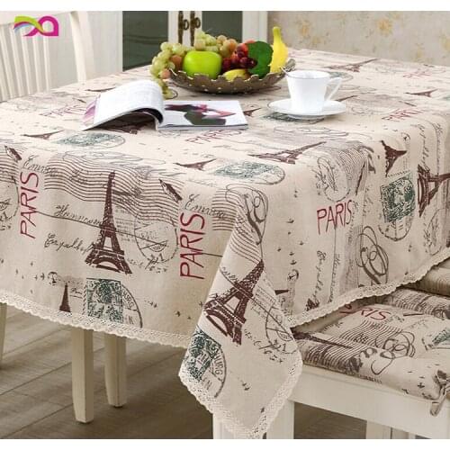 ART OF WOOD Specials Paris Eiffel Tower Design Printed Cotton And Linen Cloth Europe Type Style Cotton Linen Sheet Table Cloths