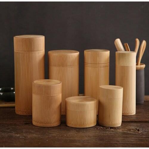 Handmade Tea Box Bamboo Storage Box Tea Canister Lid Seal Kitchen Storage Jars Accessories Spice Box Case Organizer