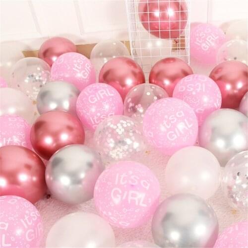 20pcs 12inch Its a boy/girl Printed Latex Balloons Metallic Gold Silver Globos for Birthday Party Babyshower Decoration Kid Toy
