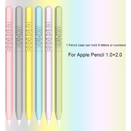 DIY 0 to 9 Number and A to Z Letter Combination Silicone Protective Case Cover Sleeve Skin for -apple Pencil 1st 2nd