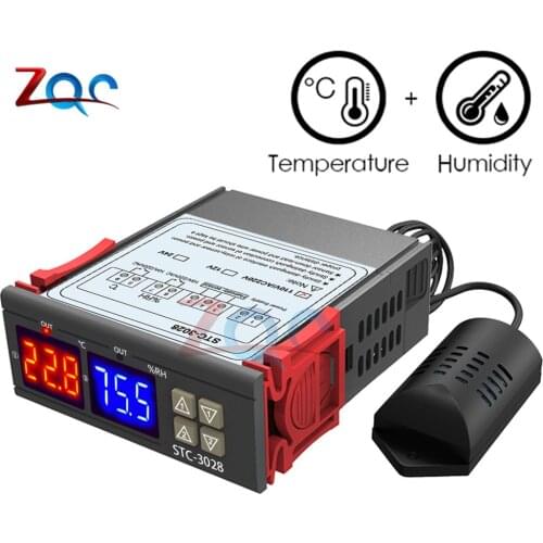STC-3028 AC 110 -220V Digital Temperature Humidity Controller Thermometer Hygrometer Thermostat SHT20 Sensor Probe for Incubator