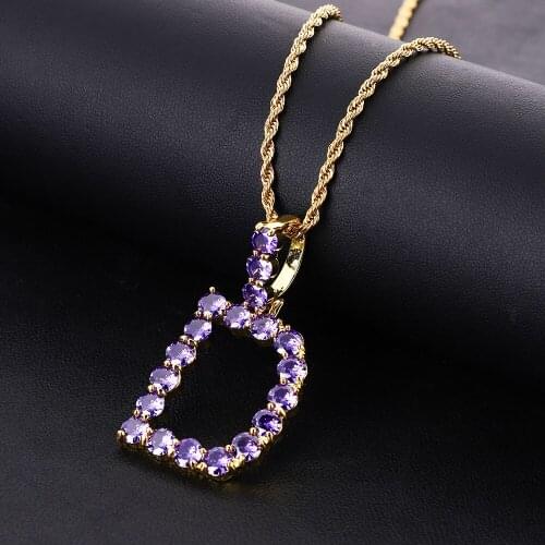 Purple 5A CZ Tennis Chains Letter Necklaces Hip Hop Jewelry Necklace Jewelry Initial Necklace Letter Necklace For Men/Women