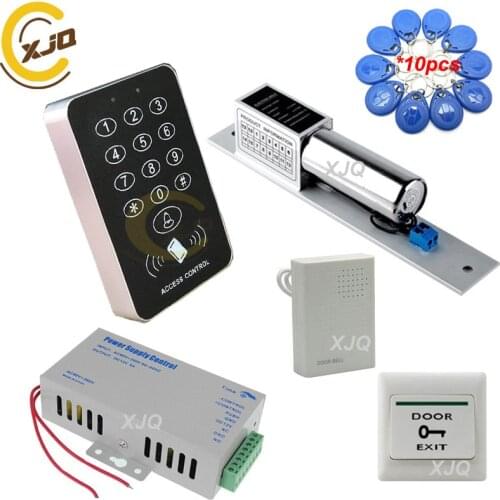 XJQ RFID keypad door access control system kit electric Magnetic electronic door lock+power supply+10pcs key fobs full set