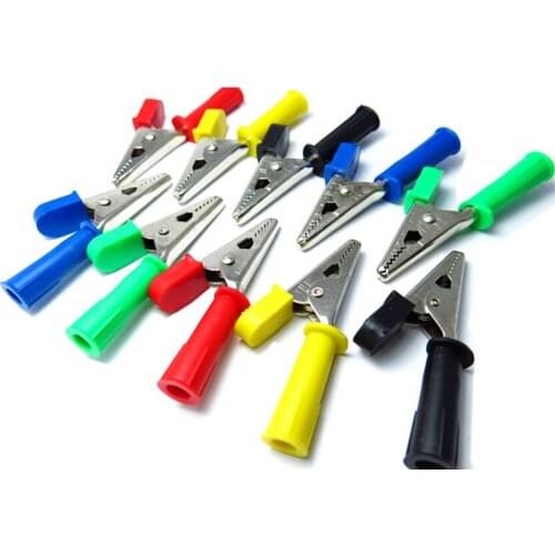 10pcs/lot Alligator Clip Test Clip Red/Black/Yellow/Blue/Green Color with 4mm Jack Opening 10mm