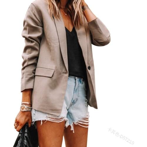 Womens Casual Blazer 2021 Spring Autumn Female Solid Candy Chic Midi Long Blazer Jacket Office Lady Notched Collar Pockets Suit