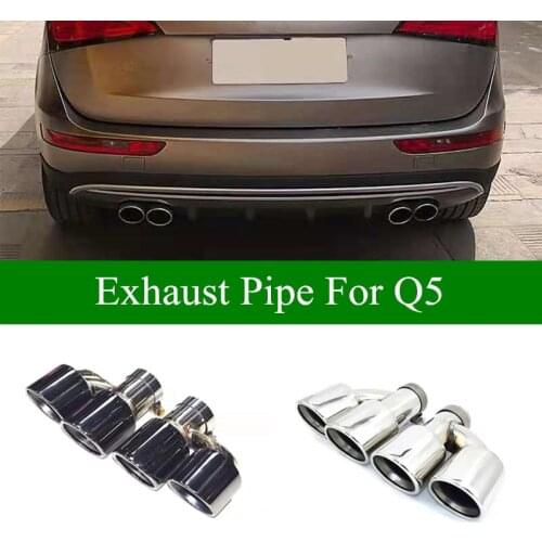 1 Pair H Style Stainless Steel Exhaust Muffler Pipes For A-udi Q5 Upgrade SQ5 Black/ Silver Car Exhausts System Tips
