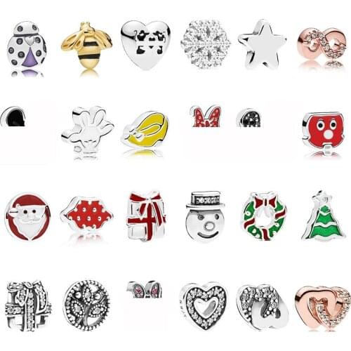 1 PDB Sterling Silver 925 Floating Pendant Box Small Charm Cartoon Avatar Christmas Series Double Heart Infinite Series