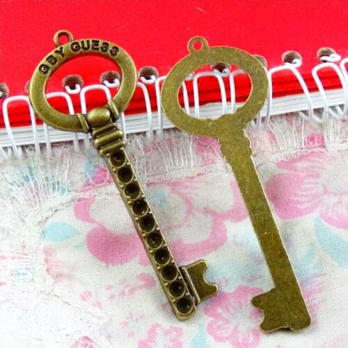 10Pcs 68.5*24MM Antique Bronze Plated Key Handmade Charms Pendant:DIY For Bracelet Necklace