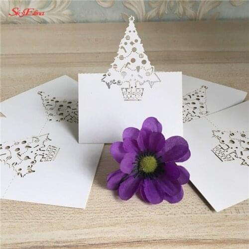 10Pcs Laser Cut Christmas tree Glass Place Cards Wedding Table Decoration Place Cards Wedding Party Decoration 9Z SH219-10