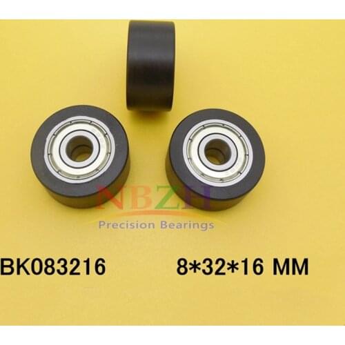 10 pcs /lot 628ZZ plastic-covered plastic idler pulley nylon wheel mute bearings BK083216 8*32*16