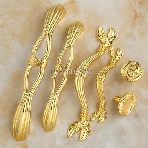 Luxury Gold 10PCS European Antique Kitchen Door Furniture Handles Cupboard Wardrobe Drawer Wine Cabinet Pulls Handles and Knobs
