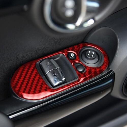 2pcs Genuine Carbon Fiber For BMW MINI F56 Car Window Lift button Cover Trim Styling Sticker