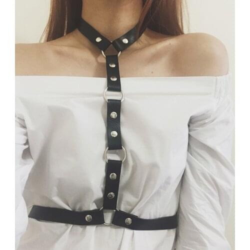 2018 New Fshion Leather Harness Sexy Chest Sculpting Body Waist Belt Punk Gothic Sexy Bra BODY Bondage PU Leather Waist Belts