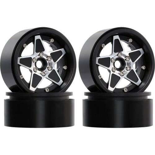 4Pcs 2.2" Five-pointed Star Metal Beadlock Wheel Rim for 1/10 RC Crawler Car Axial SCX10 RR10 Wraith Traxxas TRX4 TRX6