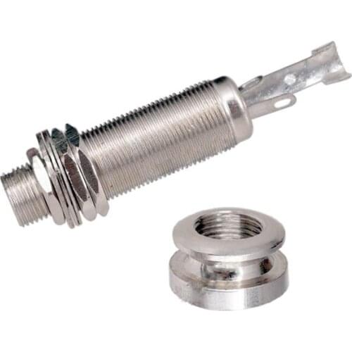 A1347 1 Piece Guitar Bass End Pin Output Jack 1/4 inch Mono or Stereo Applications Silver