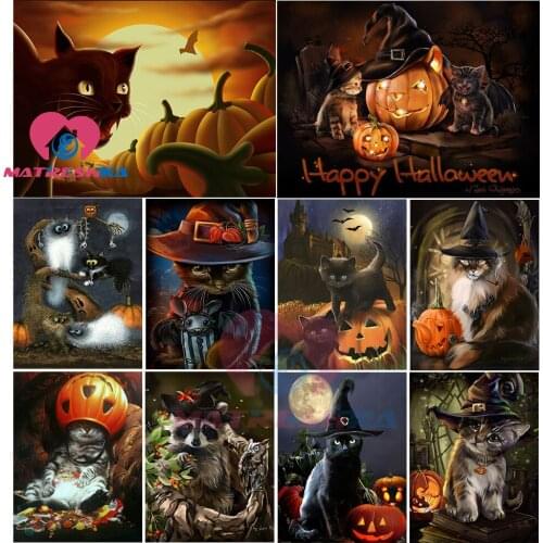 Diy 5d diamond embroidery photos diamond painting cats for Halloween decoration painting rhinestones Rhinestones for needlework