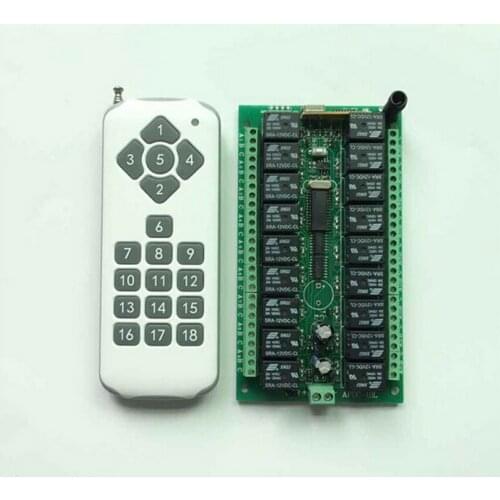DC12V 18CH RF Wireless Remote Control Switch System 1pcs 18Key Transmitter + 1pcs 18CH Receiver Light Lamp Smart Home 315/433mhz