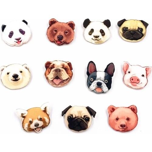 11PCS/set Cartoon Animal icon Acrylic Brooch Badges Decoration Pin On Backpack Women kids DIY Clothes Brooches party gifts