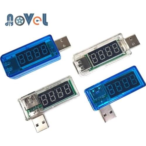 Digital USB Mobile Power Charging Current Voltage Tester Meter Mini USB Charger Doctor Voltmeter Ammeter Turn Transparent Blue