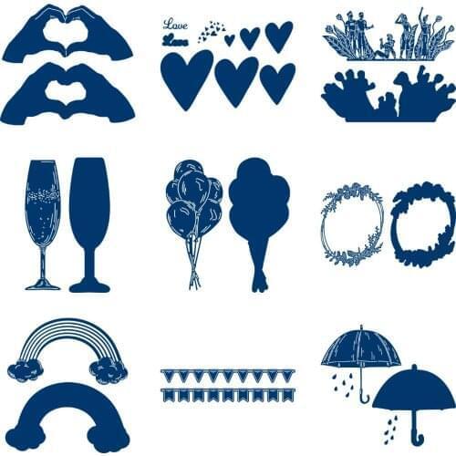 Flower Umbrella Love Balloon Metal Cutting Die Scrapbook Embossed Paper Card Album Craft Template Cut Die Stencils New for 2021