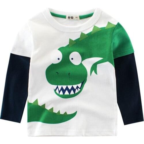Kids T-shirts Boys Girls Long Sleeve Dinosaur Tops Children Autumn Solid Cotton Sweatshirt 2 3 4 5 6 7 8 Years Boy Girl T Shirts