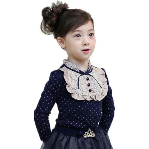 Childrens Polka dot Winter thicken T-Shirt 2021 Spring Cotton Kids Shirt Baby Girls Clothing Soft Long Sleeve Tops Tees 2-10Y