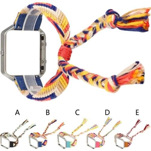 For Fitbit Blaze Luxury Ethnic style Canvas Weave Watch Band Wrist Strap with Frame Smart watch Wearable accessories #722