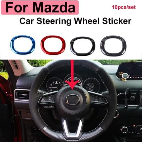 10pc Emblem for Atenza Axela CX4 CX5 Stainless Steel ABS Interior Steering Wheel Label Sticker Replacement Auto Decoration