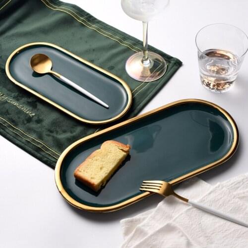 Ceramic Oval Plate Kitchen Home Jewelry Storage Tray Dessert Set Plate Cake Stand Sushi Plate Fruit Plate