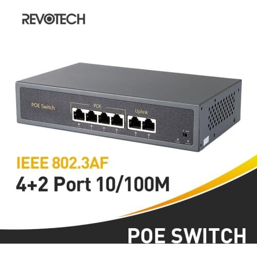 4+2 4-Port 10/100M POE Switch 60W 48V Power over Ethernet IEEE802.3af For IP Camera System Network Switch