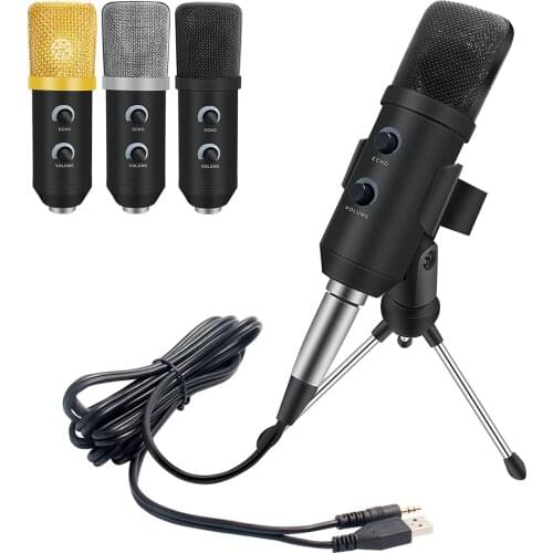 MK -F100TL Usb Condenser Microphone Kit Recording Microphone With Stand Studio PC Microphone for Podcast Karaoke Laptop Skype
