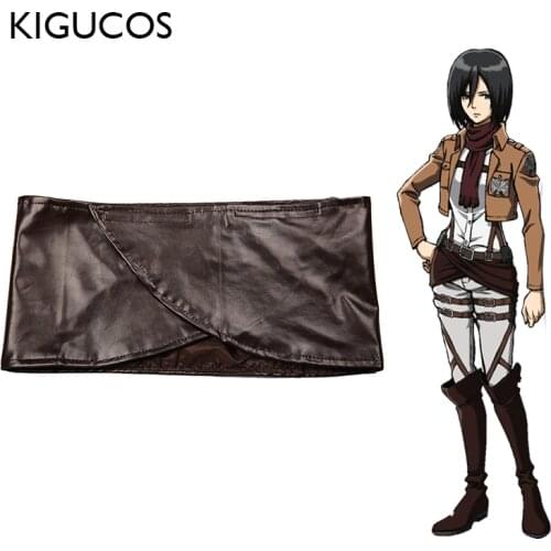 KIGUCOS Attack on Titan Cosplay Costumes Shingeki No Kyojin Scouting Legion Eren Levi Leather Apron Mikasa Ackerman Belt Skirt