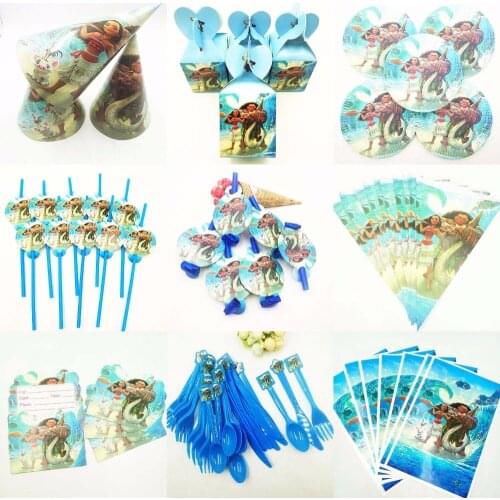 Moana birthday party decorations kids Cup Tablecloth Plates moana party supplies baby shower, gift favors tableware set