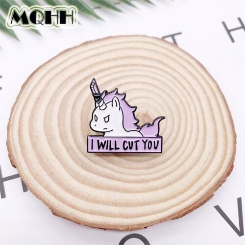 Cartoon fun cute animal enamel brooch purple horse pin alloy badge cowboy clothes bag accessories jewellery gift for friends