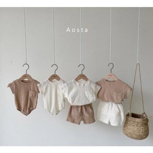 Kid Soft Pocket Bodysuits 6m-3t Toddler Baby Boy Girl Cotton Solid Short Sleeve Bodysuit Toddler 2021 Summer New