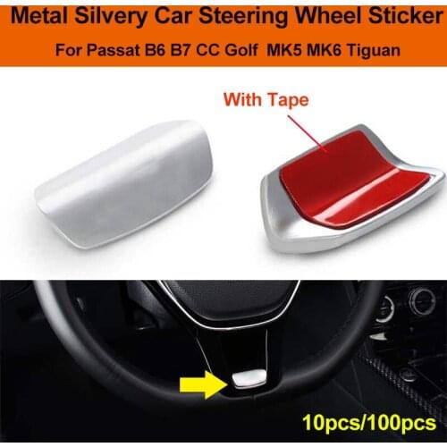 10pcs/100pcs Car Steering Wheel Sticker Metal Silver Auto Emblems Badge Sticker For Vw Passat B6 B7 Golf MK5 MK6 Tiguan