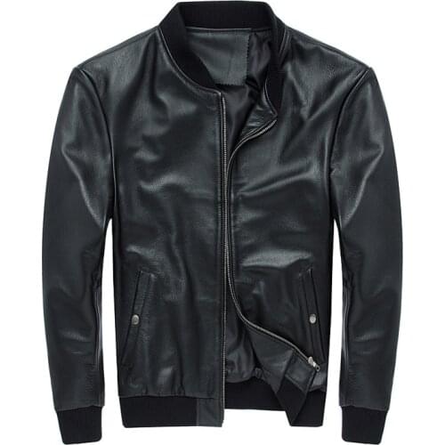 New arrival Mens bomber jackets coat Chic genuine leather jackets D926