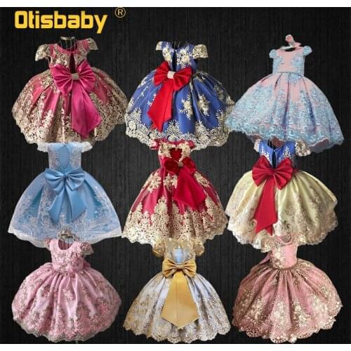 Gorgeous Floral Girls Wedding Dresses Christmas Dress for Baby Girls Birthday Princess Gowns First Communion Dresses Infant