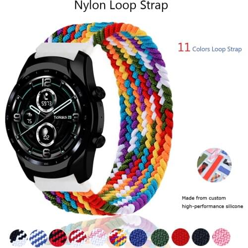 Nylon Watchband For Ticwatch Pro GTX Replacement Braided Bracelet For Ticwatch Pro 3 Pro 2020 E2 S2 C2 Strap SmartWatch Bands