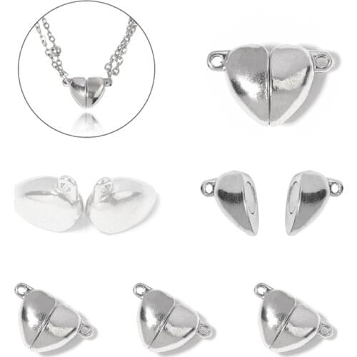 SAUVOO 5pcs/lot Love Heart Magnet Buckle Strong Magnetic Clasps Necklace Bracelet Buckle Connectors End Caps DIY Jewelry Making