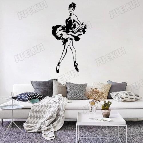 Ballet Dancer Beauty Removable Wall Stickers for Dancing Room Art Decoration Vinyl Wall Decals Girls Bedroom Poster TA22