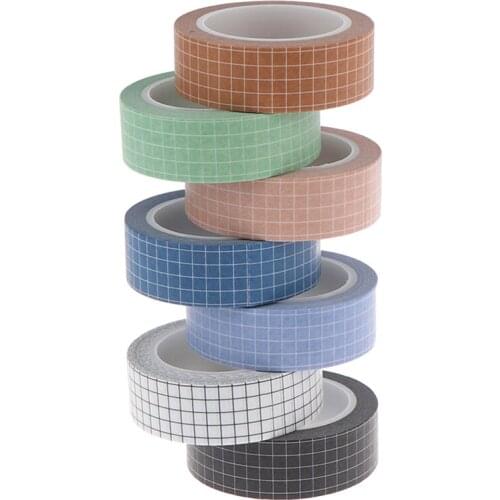 Grid Washi Tape Japanese Paper DIY Planner Masking Tape Adhesive Tapes Stickers Stationery Tapes Decorative Hot Sale Colorful