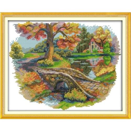 Autumn Scenery Counted Cross Stitch Patterns,DIY Needlework DMC Cross Stitch Kits,14CT 11CT Count Print,Sets for Embroidery Kits