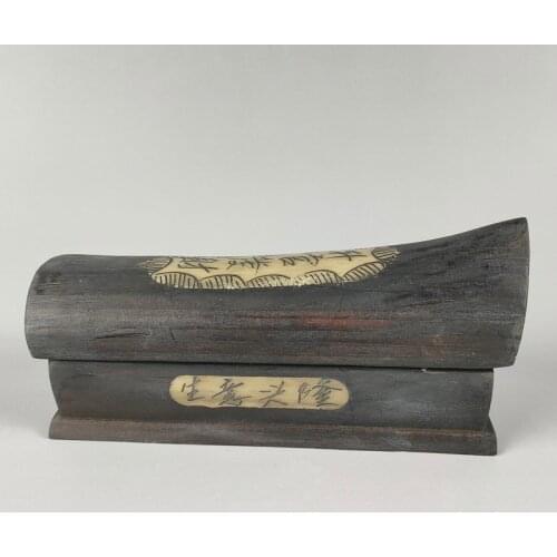 Elaborate Chinese Old-style Classical Handmade Decoration Ebony Mini Auspicious Words Coffin Box Jewelry Box (Word Random)