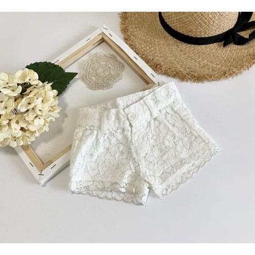 Girls Shorts Summer Childrens Shorts for Kids Lace Flower Trousers Casual White Beach Shorts Baby Girl Clothes 1-4Y 2020 New
