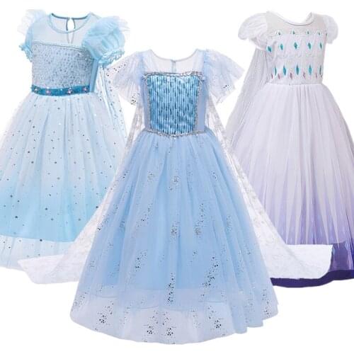 Halloween Party Snow Chidlren Costumes 4-10 Years Girls Cosplay Princess Dress Kids Birthday Party Dress up