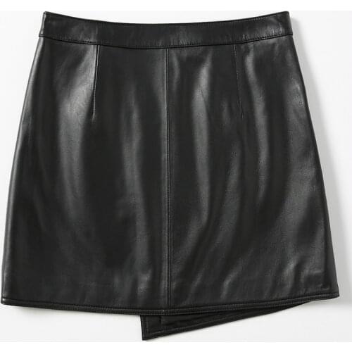 Spring Genuine Leather Skirts Womens Real Sheepskin Mini Skirt Korean Sutumn Black Skirt Faldas Mujer Moda 2020 LWL1603