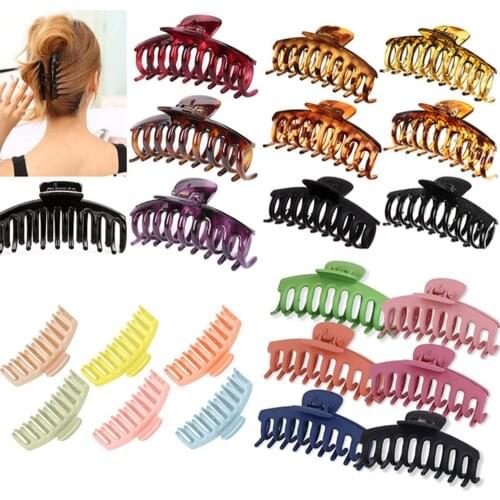 Fashion Women Girls Solid Color Claw Clip Large Barrette Crab Hair Claws Bath Clip Ponytail Clip Hair Accessories Gift
